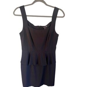 Forever 21 Black Sleeveless Square Neck Peplum Sheath Dress Size S